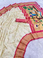 Paithani Saree with Swan Meenakari Pallu