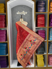 Dupatta - Pure Zari Traditional Peacock Motifs Paithani Dupatta