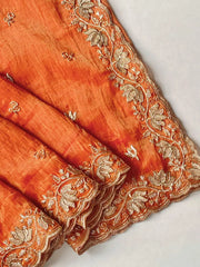 Luxury Lotus Handwork Pure Zari Tissue Saree (Stiched Blouse)