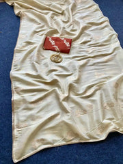 Viscose Dola Saree with Zari Motifs & Lace Border