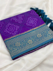 Premium Bandhani Patola Zari Woven Saree
