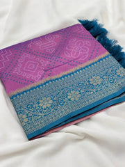 Premium Bandhani Patola Zari Woven Saree