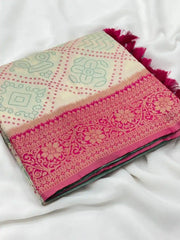 Premium Bandhani Patola Zari Woven Saree