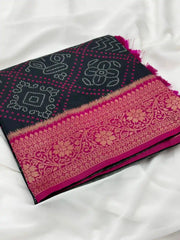 Premium Bandhani Patola Zari Woven Saree