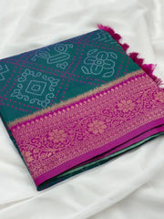 Premium Bandhani Patola Zari Woven Saree