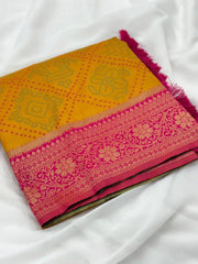 Premium Bandhani Patola Zari Woven Saree