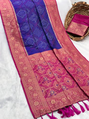 Premium Bandhani Patola Zari Woven Saree