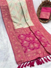 Premium Bandhani Patola Zari Woven Saree