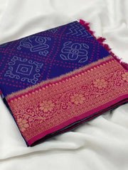Premium Bandhani Patola Zari Woven Saree
