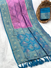 Premium Bandhani Patola Zari Woven Saree