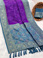 Premium Bandhani Patola Zari Woven Saree