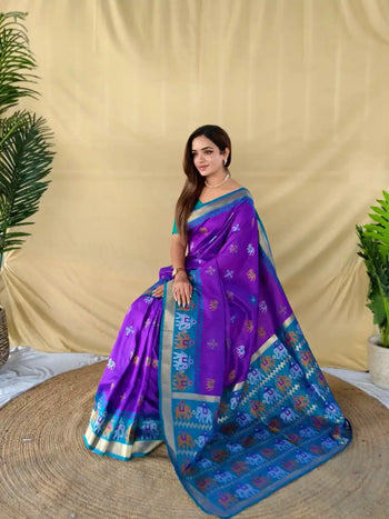 Traditional Purple Soft Silk Woven Patola Saree