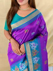 Traditional Purple Soft Silk Woven Patola Saree