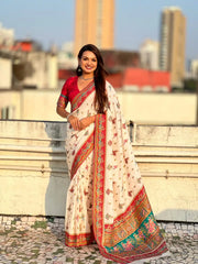 Viscose Silk Meenakari Saree with Folk Art Border