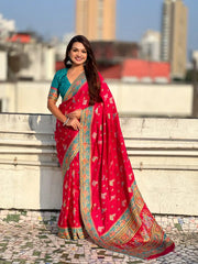 Viscose Silk Meenakari Saree with Folk Art Border