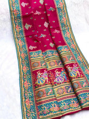 Viscose Silk Meenakari Saree with Folk Art Border