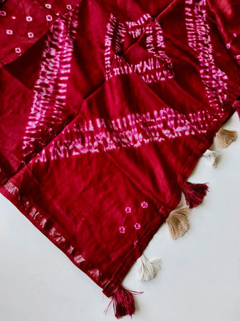 Pure Cotton Hand-Dyed Bandhej Saree