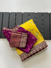 Banarasi Dolla Silk Sequence Work Sarees (Unstiched Blouse)