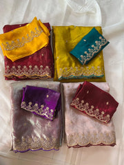 Space Silk Embroidery Party Wear Saree