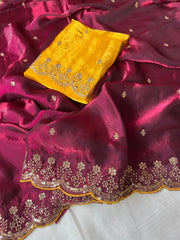 Space Silk Embroidery Party Wear Saree