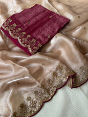 Space Silk Embroidery Party Wear Saree