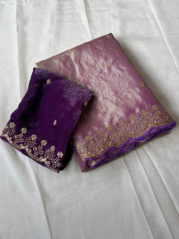 Space Silk Embroidery Party Wear Saree
