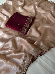 Space Silk Embroidery Party Wear Saree