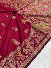Hand-Dyed Rajwadi Pashmina Silk Saree