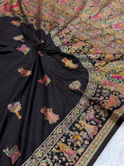 Hand-Dyed Rajwadi Pashmina Silk Saree