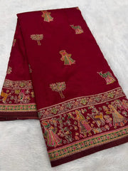 Hand-Dyed Rajwadi Pashmina Silk Saree