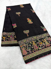 Hand-Dyed Rajwadi Pashmina Silk Saree