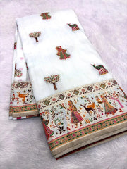 Hand-Dyed Rajwadi Pashmina Silk Saree