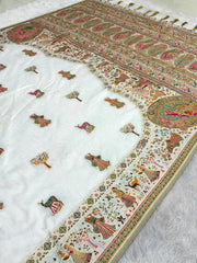 Hand-Dyed Rajwadi Pashmina Silk Saree