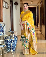 Wedding & Festive Mustard Yellow Paithani Silk Saree