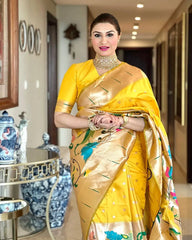 Wedding & Festive Mustard Yellow Paithani Silk Saree