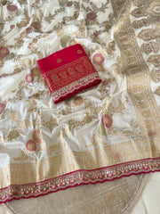 Banarasi Silk Saree Rich Red Zari Border Saree