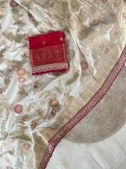 Banarasi Silk Saree Rich Red Zari Border Saree