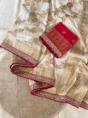 Banarasi Silk Saree Rich Red Zari Border Saree