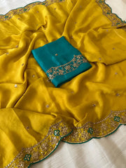 Heavy Rangoli Silk (soft) Material  Embroidery Work Saree