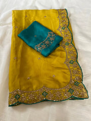 Heavy Rangoli Silk (soft) Material  Embroidery Work Saree