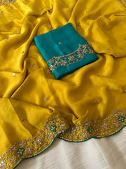Heavy Rangoli Silk (soft) Material  Embroidery Work Saree