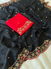 Heavy Rangoli Silk (soft) Material  Embroidery Work Saree