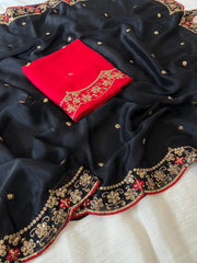 Heavy Rangoli Silk (soft) Material  Embroidery Work Saree