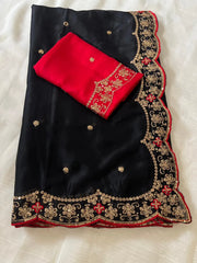 Heavy Rangoli Silk (soft) Material  Embroidery Work Saree