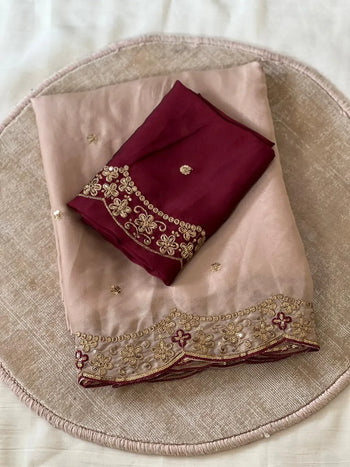 Heavy Rangoli Silk (soft) Material  Embroidery Work Saree