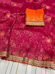 Pure Dola Silk Zari Woven Embroidered Border Saree