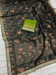 Pure Dola Silk Zari Woven Embroidered Border Saree