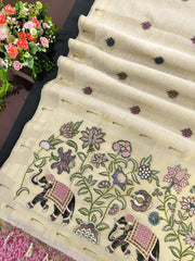 New Concept Resham Weaving Muga Cotton Paithani Saree