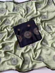 Pure Crush Fabric Embroidered Butta Saree