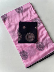 Pure Crush Fabric Embroidered Butta Saree